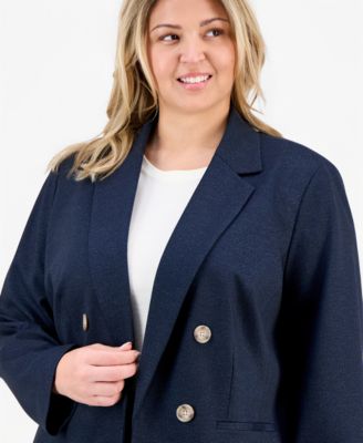 Plus Size Faux Double Breasted Blazer
