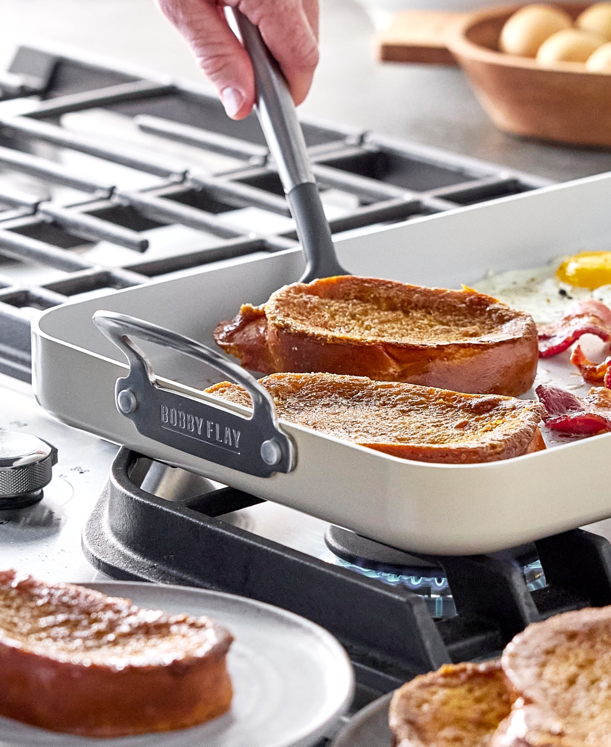 Greenpan Bobby Flay Ceramic Nonstick Double 11" Burner Griddle In Neutral