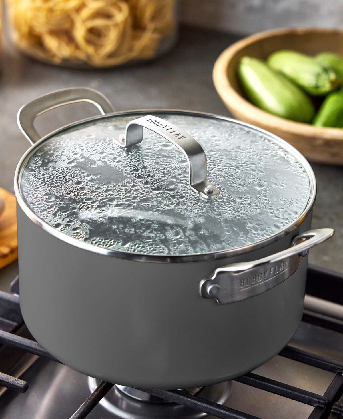 Greenpan Bobby Flay Ceramic Nonstick 6-quart Stockpot In Gray