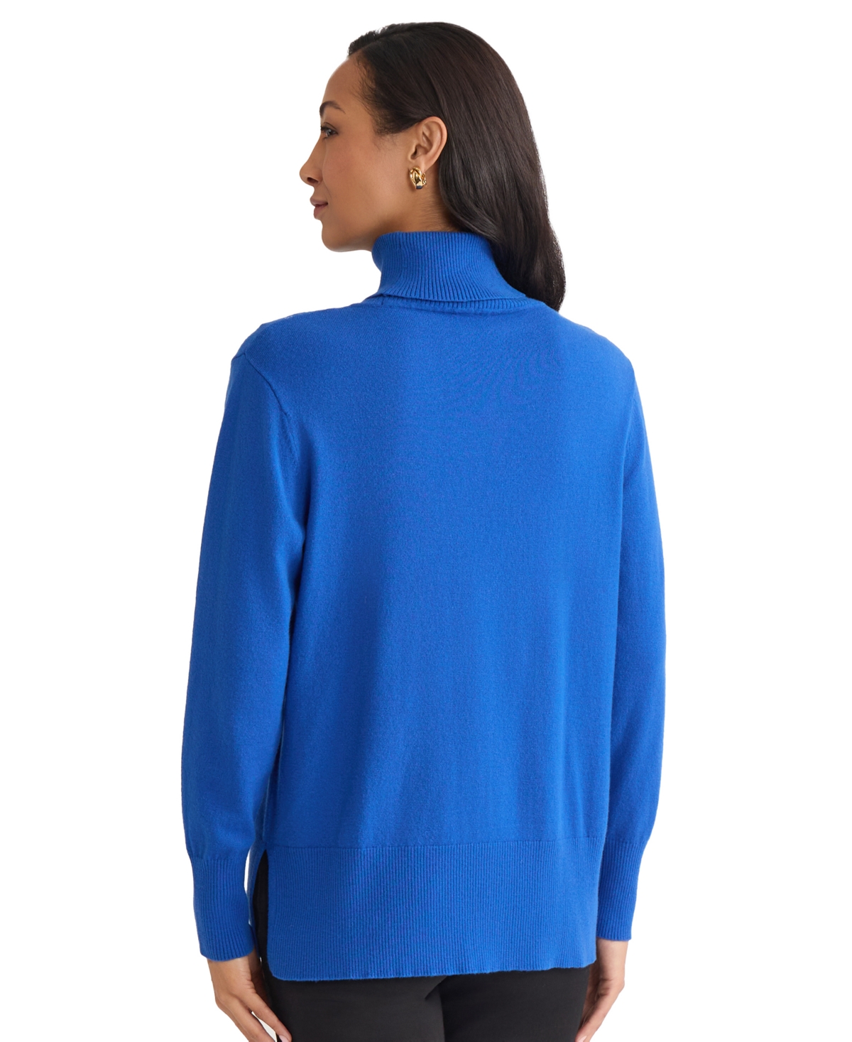 Jones New York Turtleneck Seam Front Bouclé Sweater In Blue