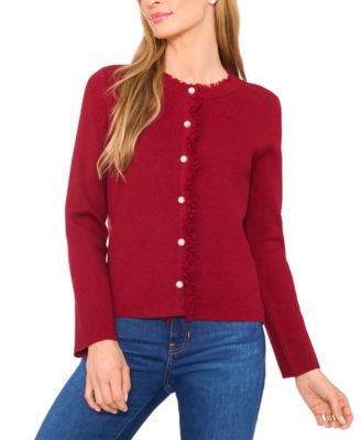 CeCe - Women’s Fringe Long Sleeves Cardigan