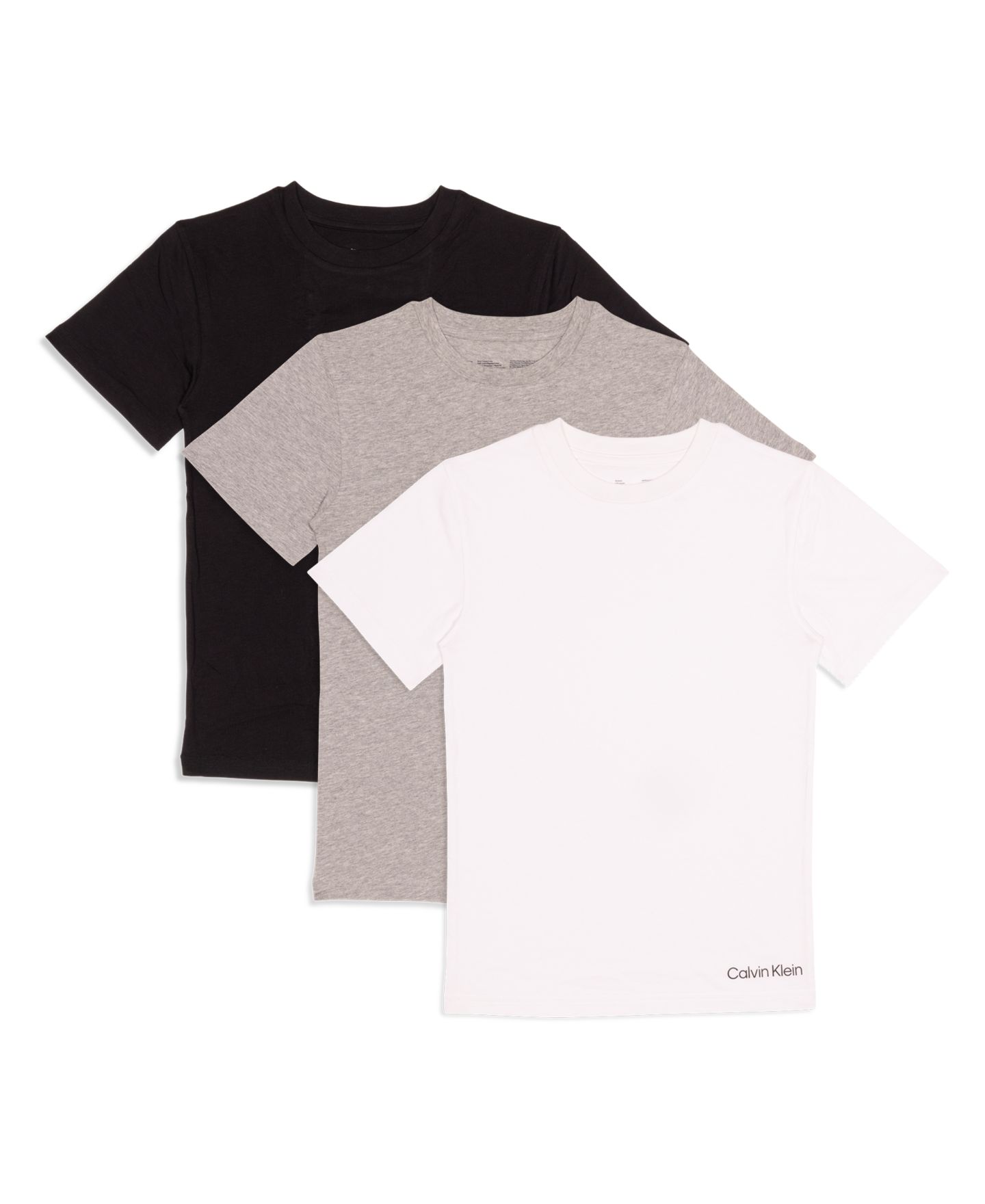 Футболки Calvin Klein Cotton, 3-Pack для мальчиков, цвет: Чёрный / Серый — фото 1