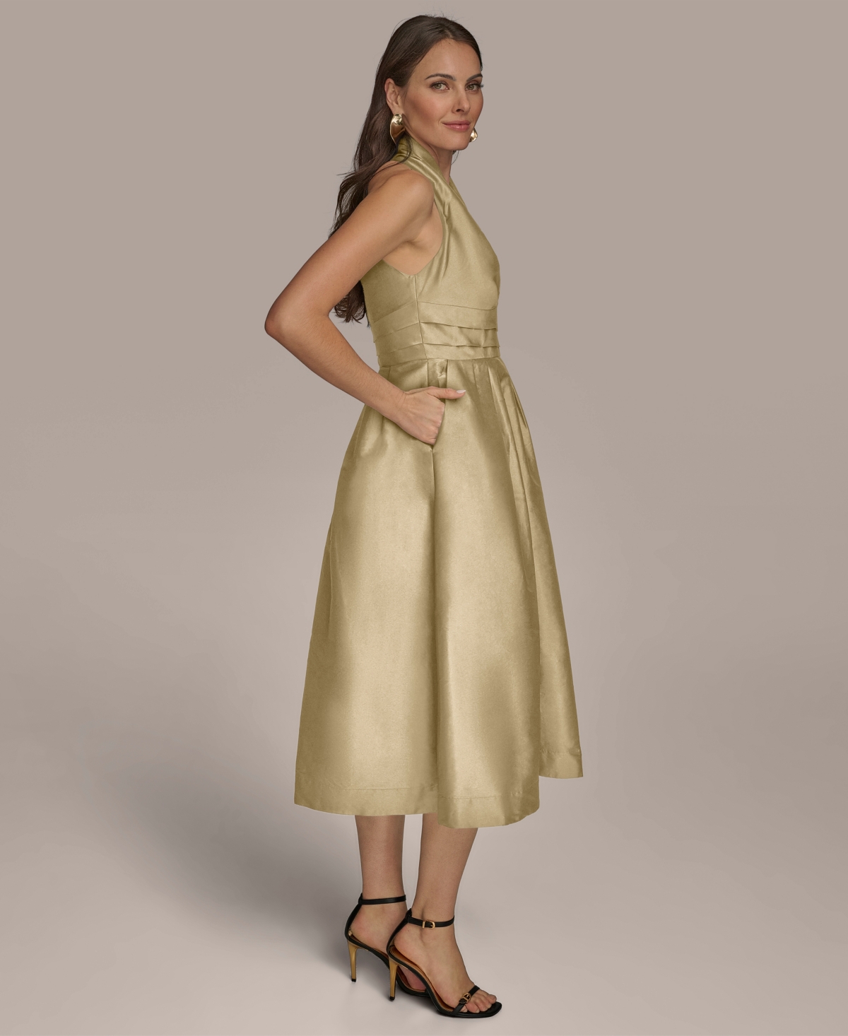 Donna Karan Women's A-line Halter Dress In Gold