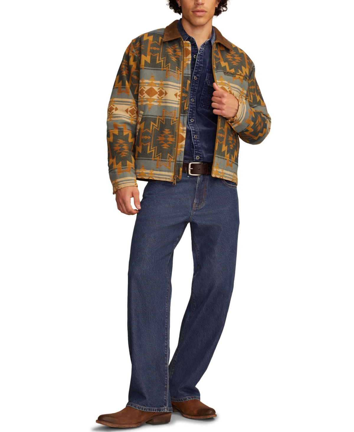 Lucky Brand Blanket Jacquard Cotton Zip-up Jacket In Multi
