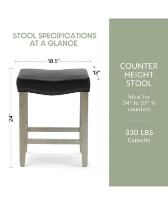 24" Upholstered Saddle Seat Counter Stool