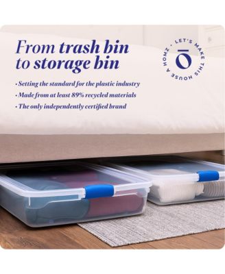 56 Quart 2 Pack Underbed Secure Latching Clear Plastic Storage Container