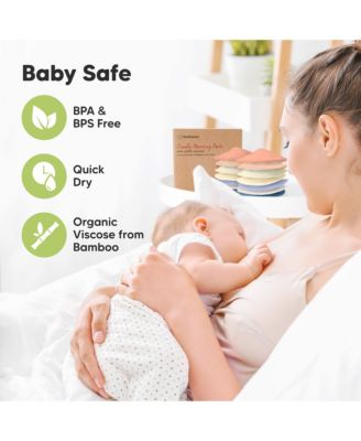 Maternity 14pk Organic Nursing Pads, Washable Breast Pads + Wash Bag, Reusable Nipple Pads