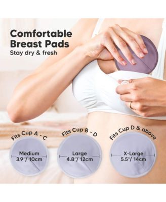 14pk Organic Nursing Pads, Washable Breast Pads + Wash Bag, Reusable Nipple Pads