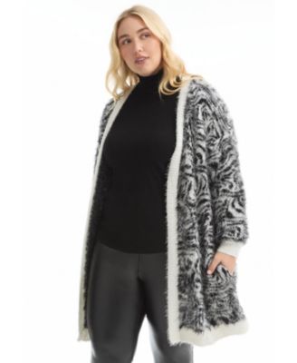 Women's June + Vie Leopard-Print Eyelash Cardigan