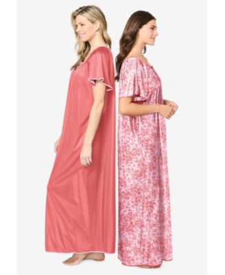 Plus Size Only Necessities 2-Pack Long Silky Gown