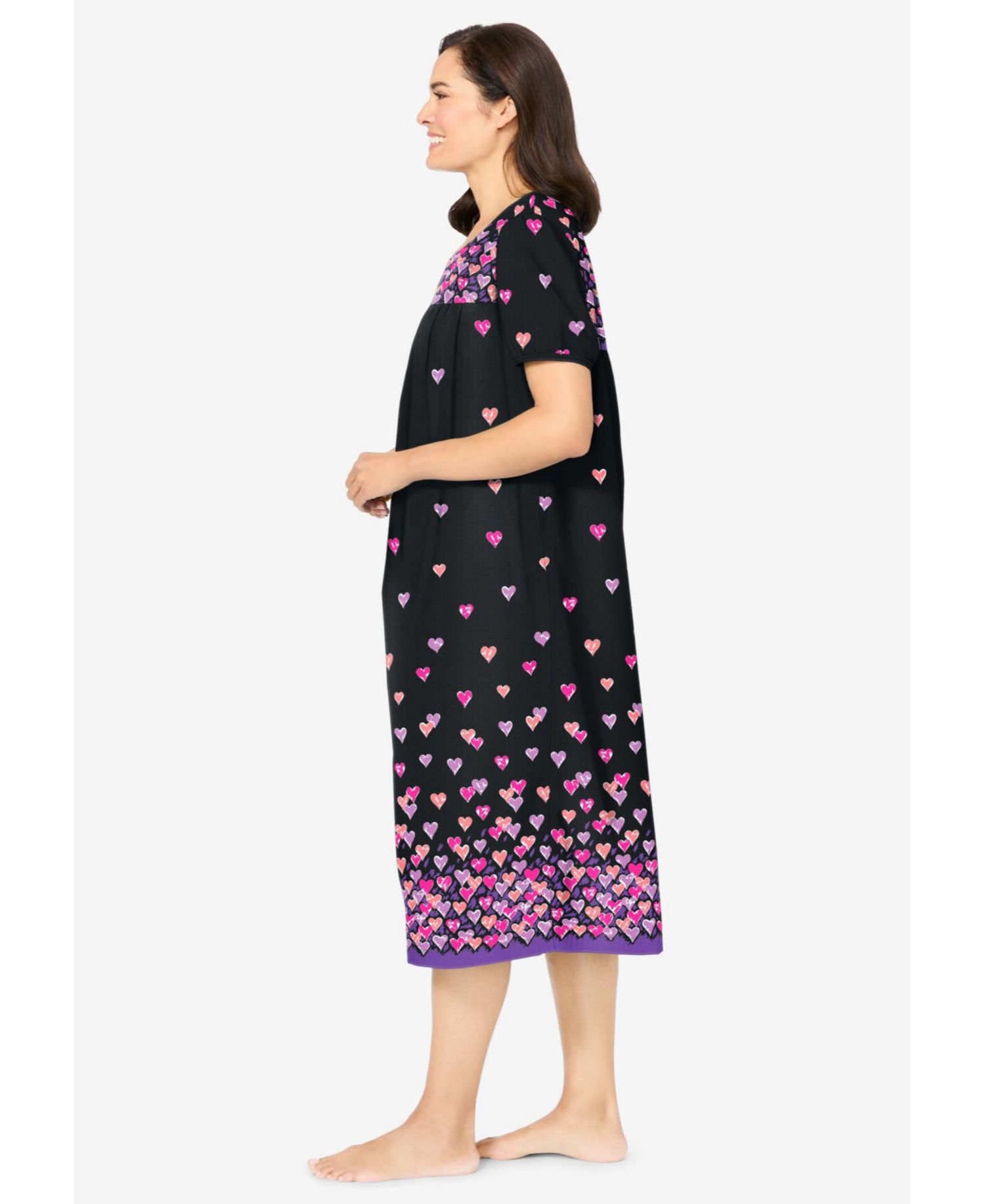 Plus Size Only Necessities Short Print Shirred Lounger