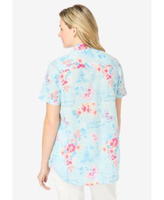 Women's Within Short-Sleeve Cotton Campshirt