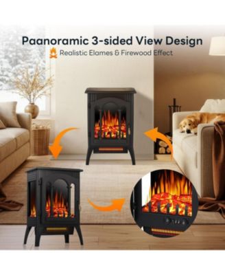 1000W/1500W Metal Freestanding Adjustable Flame Electric Fireplace Stove