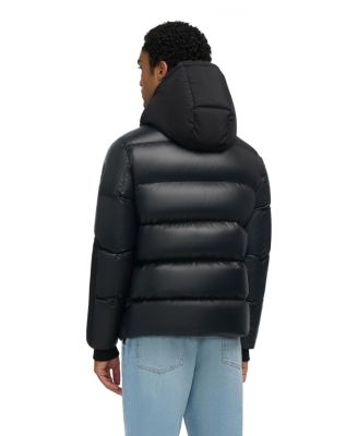 Men's Nuray Mixed Media Color Block Puffer with Fixed Hood
