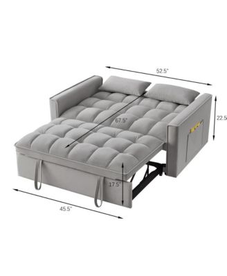 Modern Velvet Loveseat Sofa Bed with Storage & Pull-Out Bed, Compact Sleeper Couch with Adjustable Recline