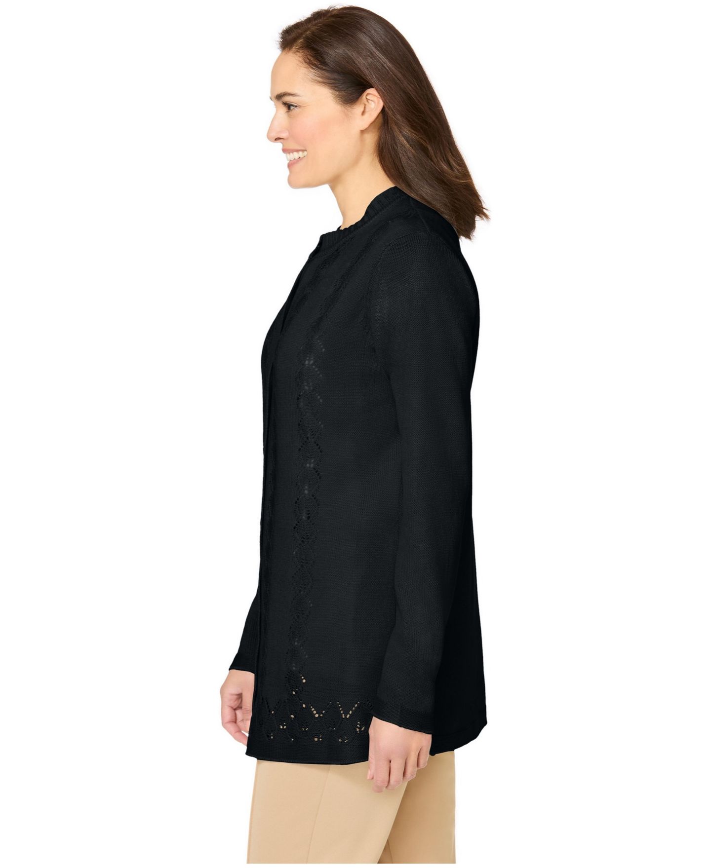 Женский кардиган Woman Within Plus Size Within Zip Front Shaker Cardigan, цвет: Чёрный — фото 3