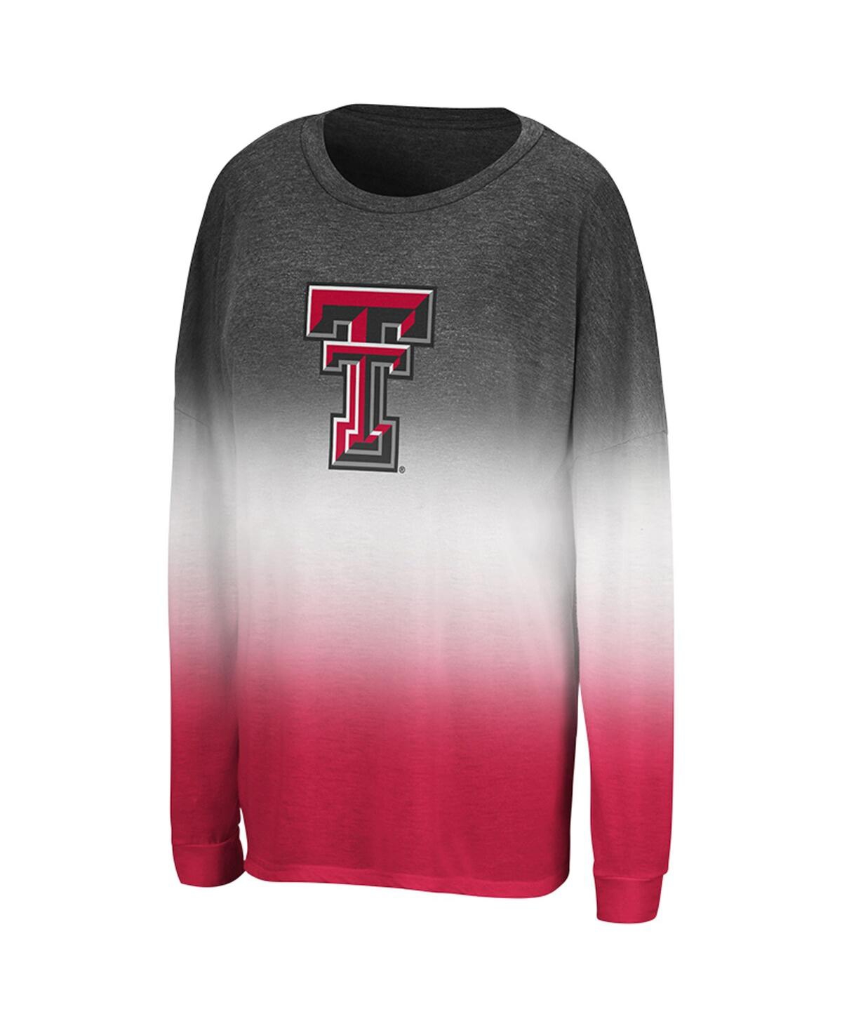 Colosseum Women's Heather Black Texas Tech Red Raiders Winkle Dip Dye Long Sleeve T-shirt In Black