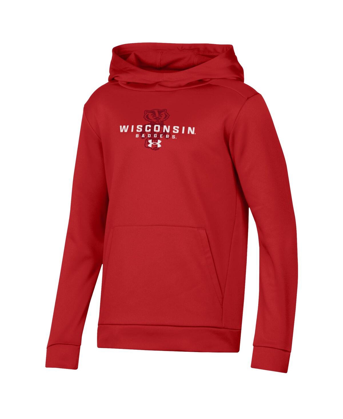 Under Armour Big Boys And Girls Red Wisconsin Badgers Team Fleece Pullover Hoodie In Red