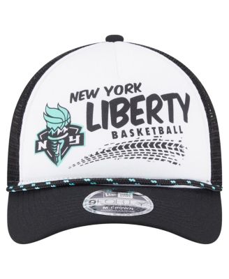 Men's and Women's&nbsp;White/Black New York Liberty 9FORTY A-Frame Graphic Trucker Hat