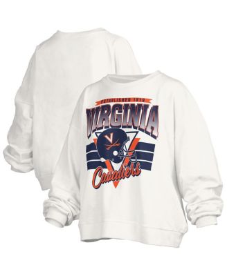 Pressbox - Women's White Virginia Cavaliers Oversized Janice Retro Waist-Length Pullover Sweatshirt