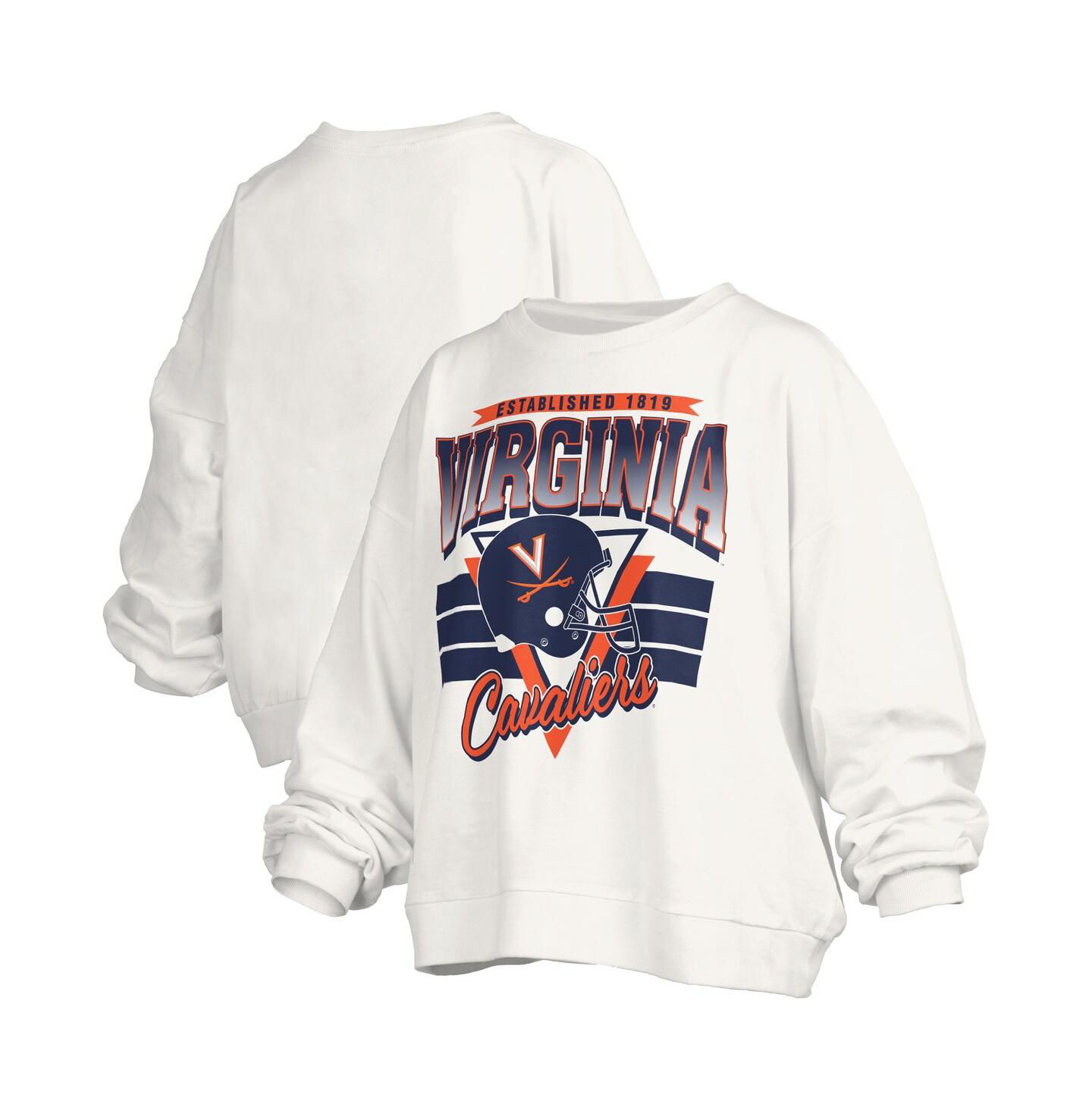 Женская толстовка Pressbox White Virginia Cavaliers Oversized Janice Retro Waist-Length Pullover — фото 1