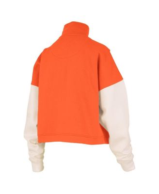 Women's Orange Clemson Tigers Ferrara Color Block Quarter-Zip Sweatshirt