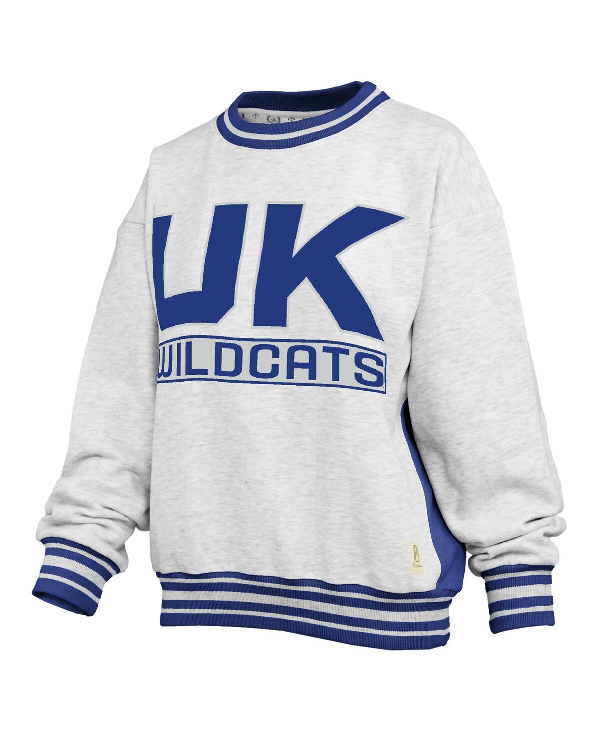 Pressbox Women's Heather Gray/royal Kentucky Wildcats Endzone Crewneck Sweatshirt In Multi