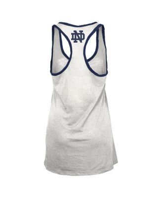 Women's White/Navy Notre Dame Fighting Irish Tracy Racerback Burnout Tank Top