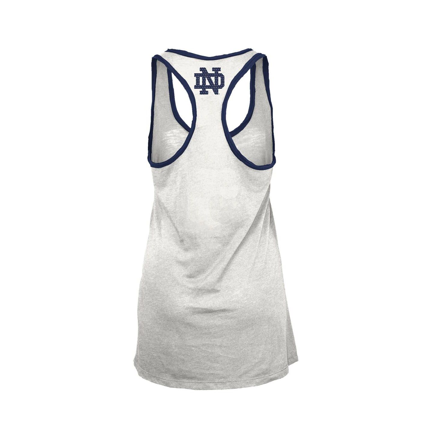 Женский топ Pressbox White/Navy Notre Dame Fighting Irish Tracy Racerback Burnout — фото 2