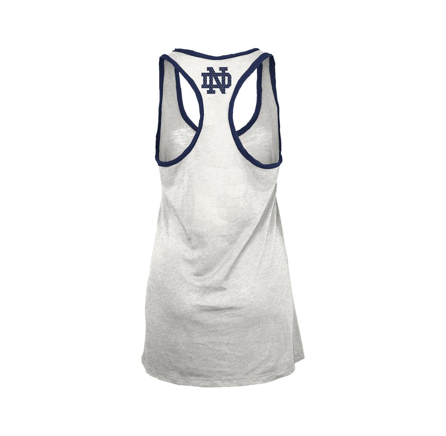 Women's White/Navy Notre Dame Fighting Irish Tracy Racerback Burnout Tank Top