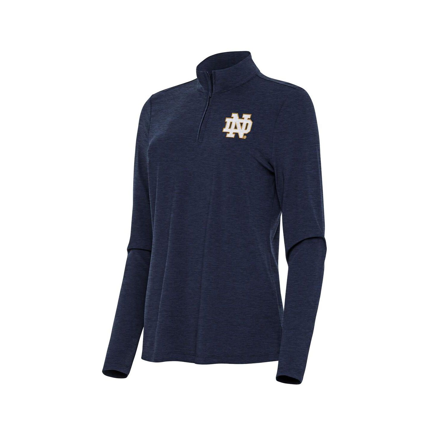 Женская толстовка Antigua Heather Navy Notre Dame Fighting Irish Bright Quarter-Zip — фото 1
