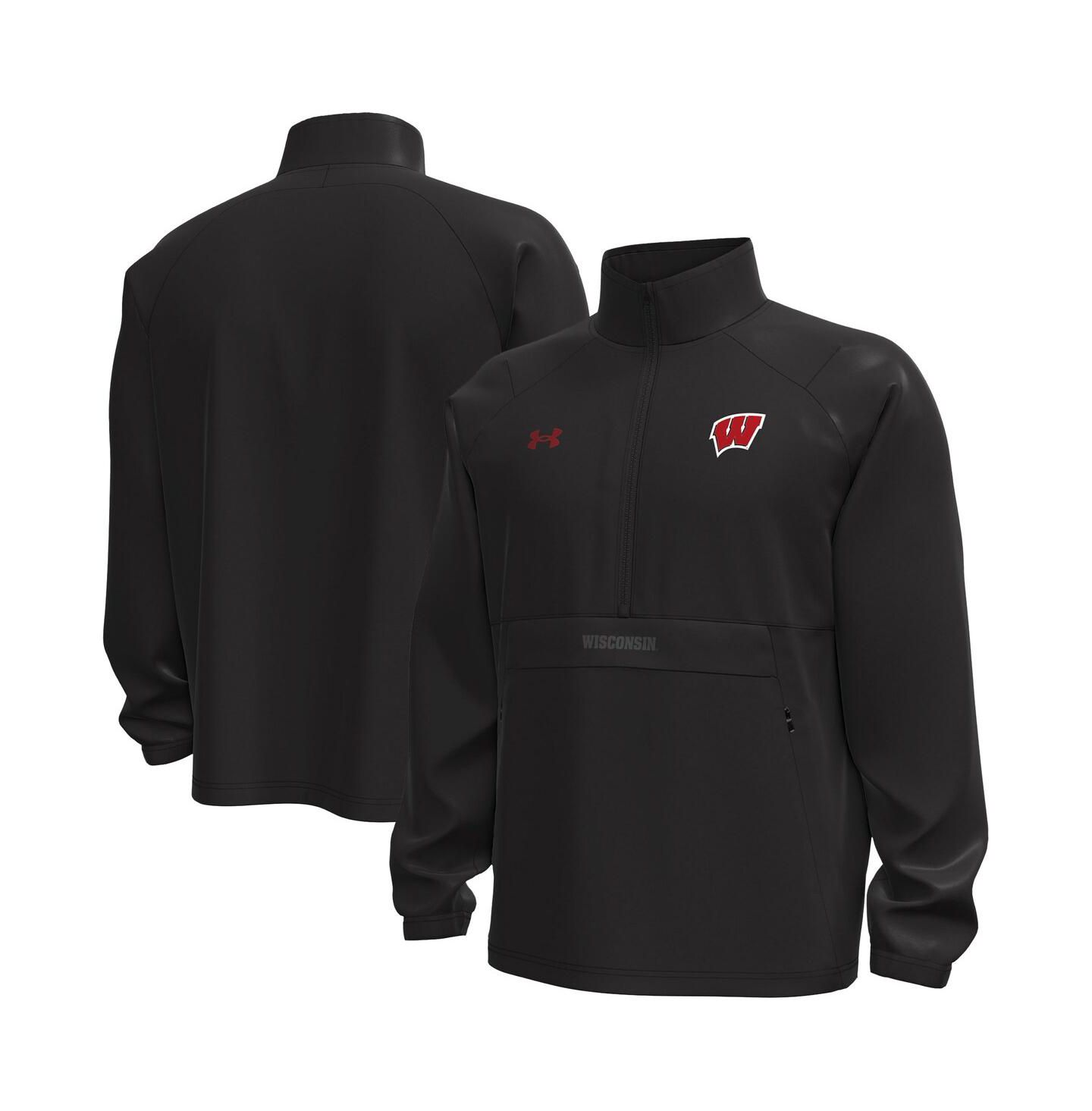 Мужская куртка Under Armour Black Wisconsin Badgers Unstoppable Woven Anorak Half-Zip — фото 1