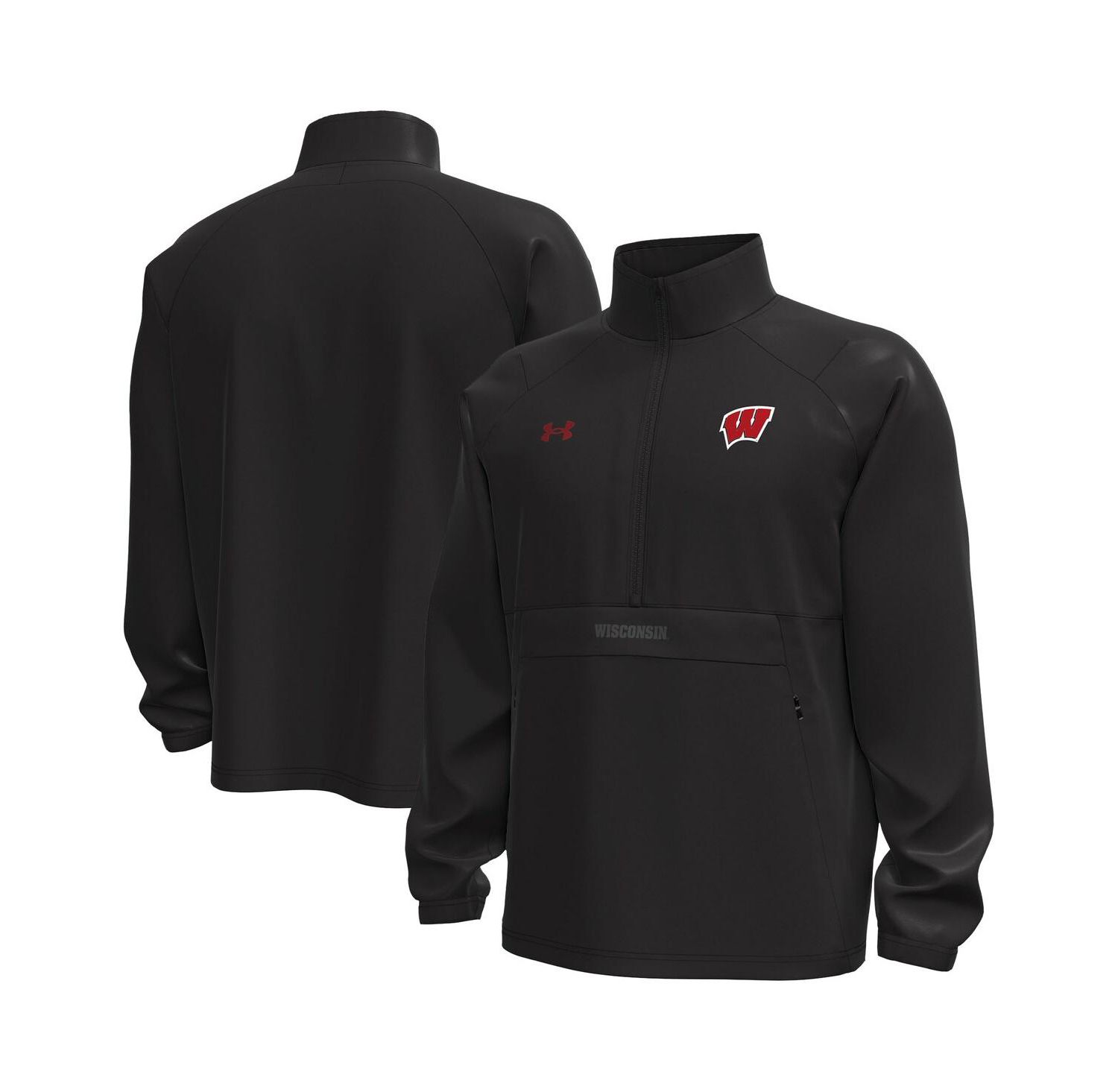 Men's Black Wisconsin Badgers Unstoppable Woven Anorak Half-Zip Jacket