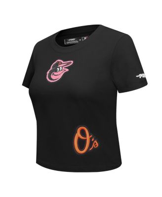 Women's Black Baltimore Orioles Game Day Classics Baby Doll Cropped T-Shirt