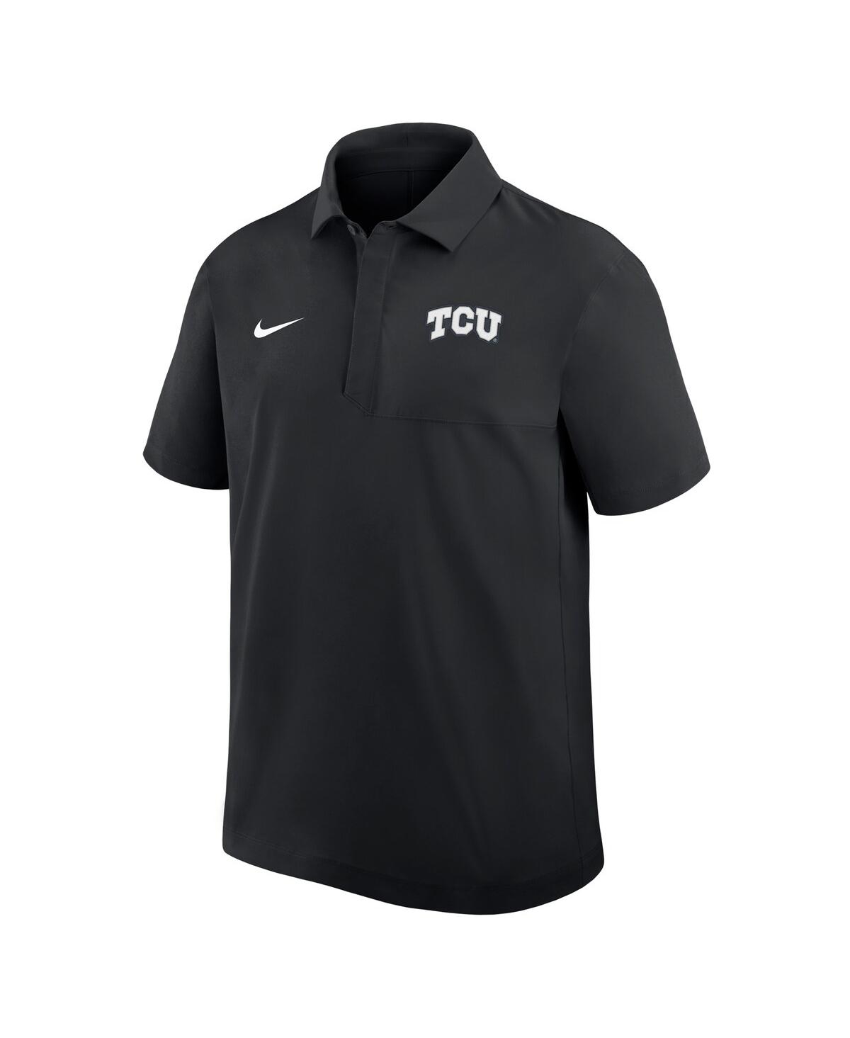 Nike Men's Black Tcu Horned Frogs Woven Dri-fit Polo Shirt In Black