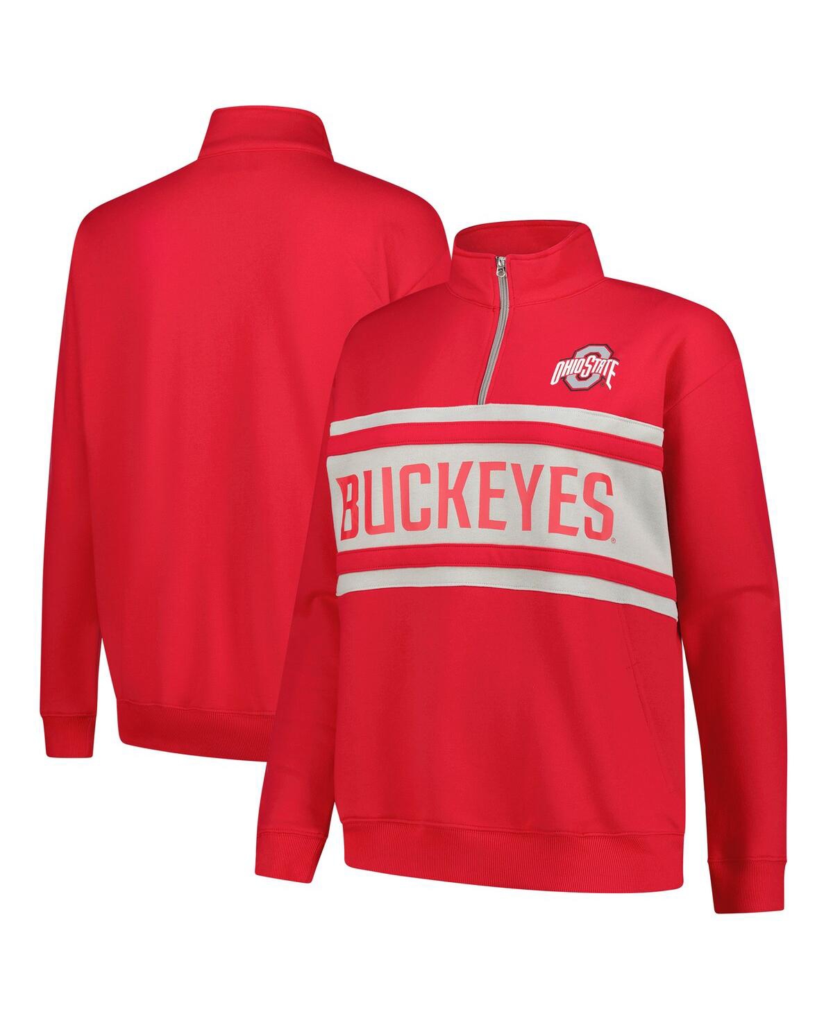 Fanatics Women's Scarlet/gray Ohio State Buckeyes Plus Size Quarter-zip Pullover In Red