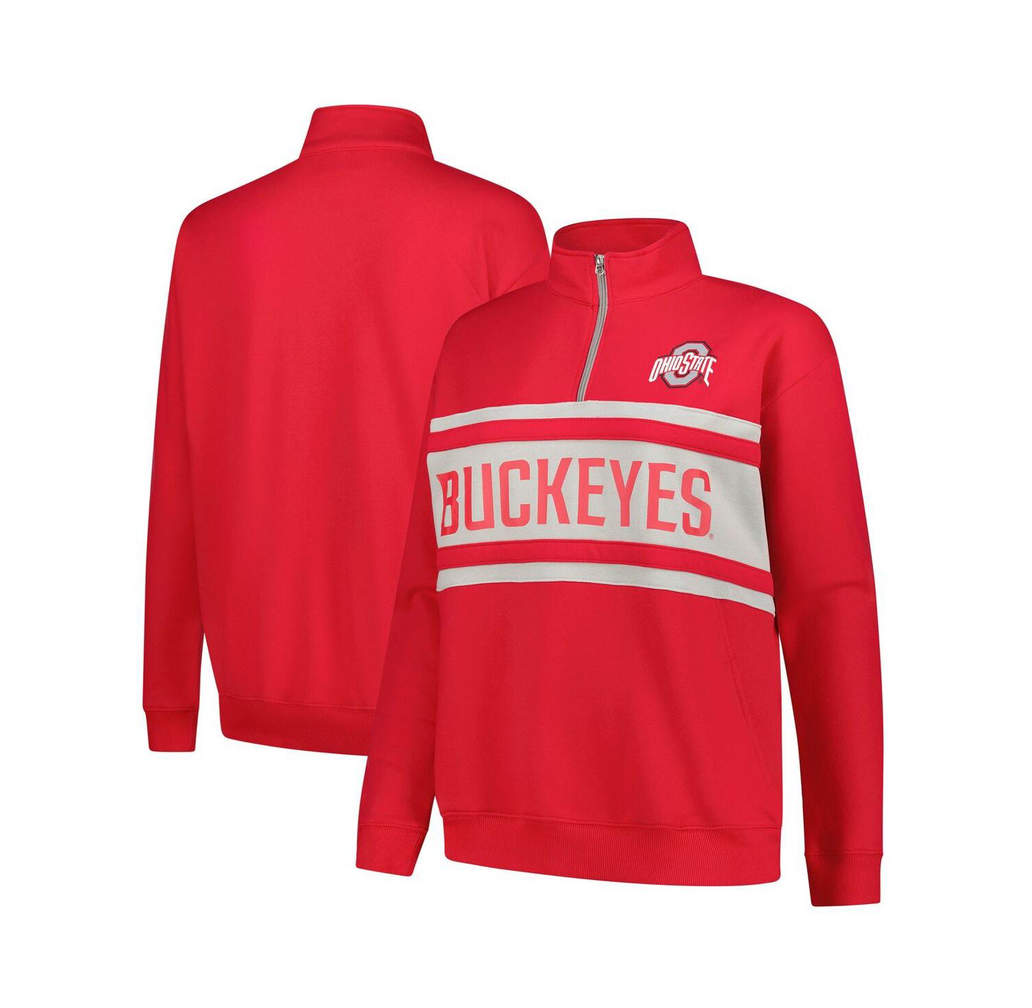 Women's Scarlet/Gray Ohio State Buckeyes Plus Size Quarter-Zip Pullover