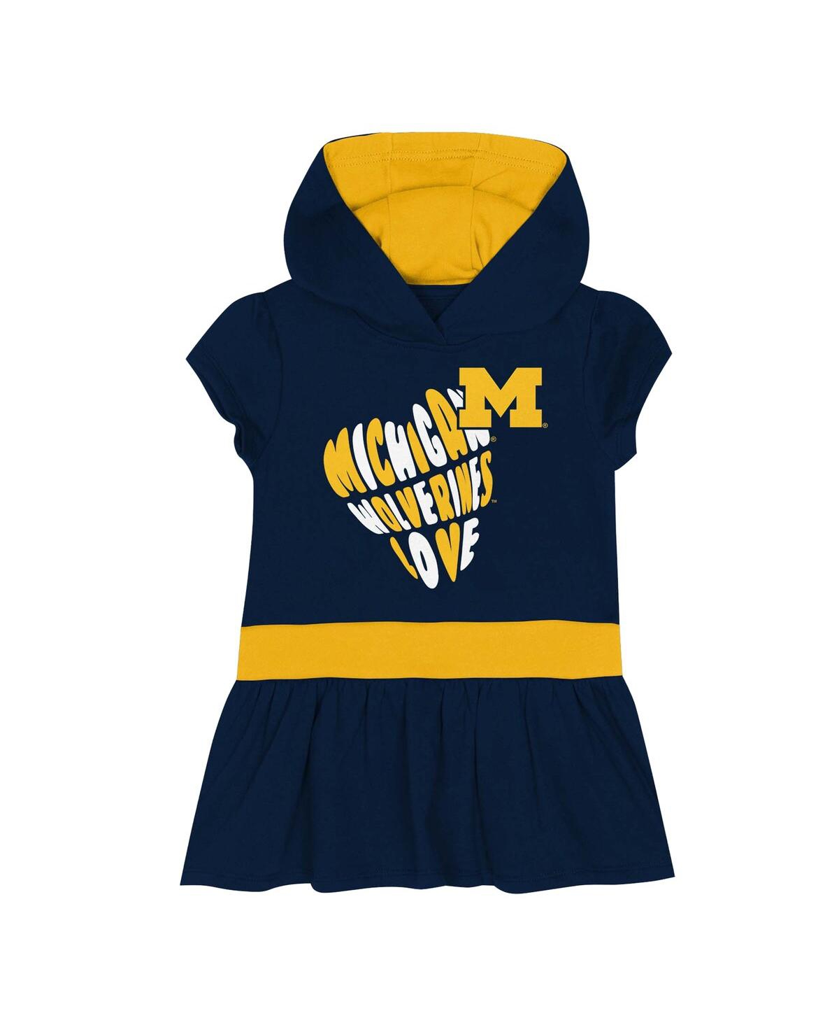 Outerstuff Girls Toddler Navy Michigan Wolverines Team Love French Terry Hoodie Dress In Blue