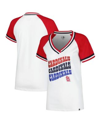 New Era - Men's White St. Louis Cardinals Jersey Double Binding Raglan V-Neck T-Shirt