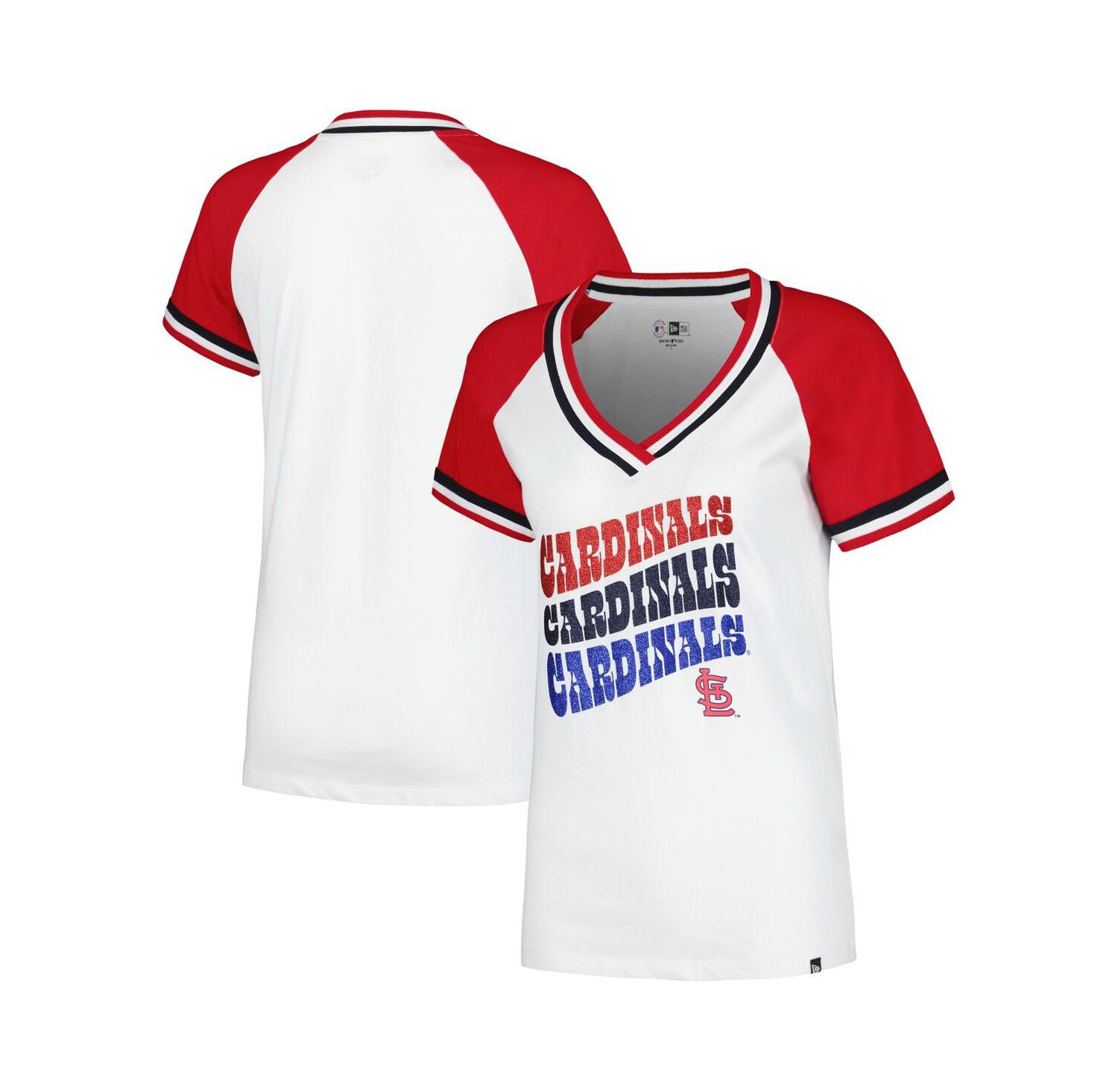 Men's White St. Louis Cardinals Jersey Double Binding Raglan V-Neck T-Shirt