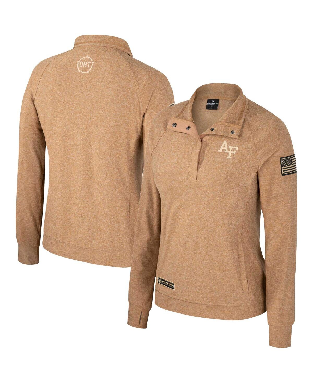 Colosseum Women's Tan Air Force Falcons Oht Military Appreciation Sand Tatum Quarter-snap Raglan Jacket In Brown