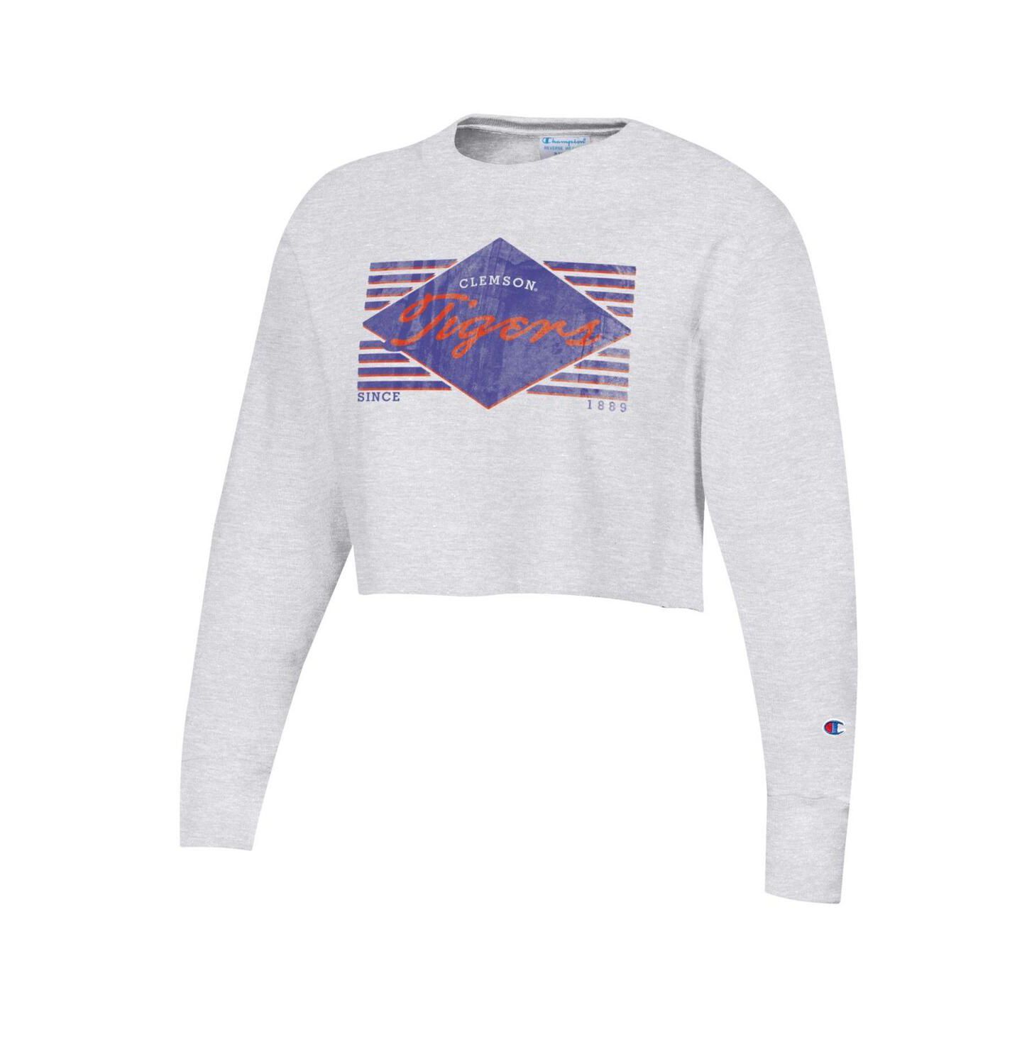 Женская толстовка Champion Heather Gray Clemson Tigers Reverse Weave Cropped Pullover — фото 3
