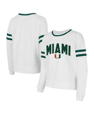 Concepts Sport - Women's White Miami Hurricanes Borough French Terry Arch Over Long Sleeve Top