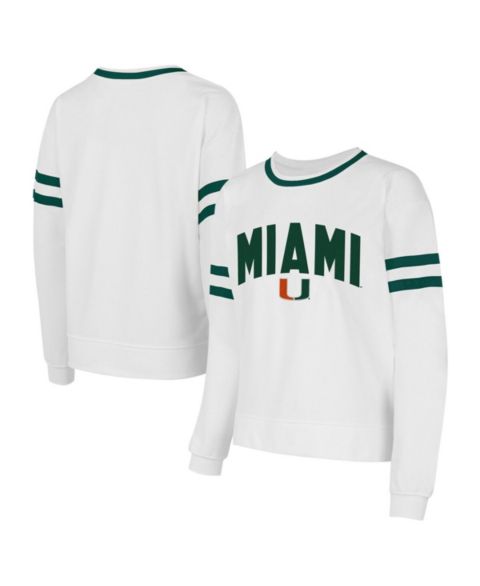 Женский топ Concepts Sport Concept Sport White Miami Hurricanes Borough French Terry Arch Over Long Sleeve