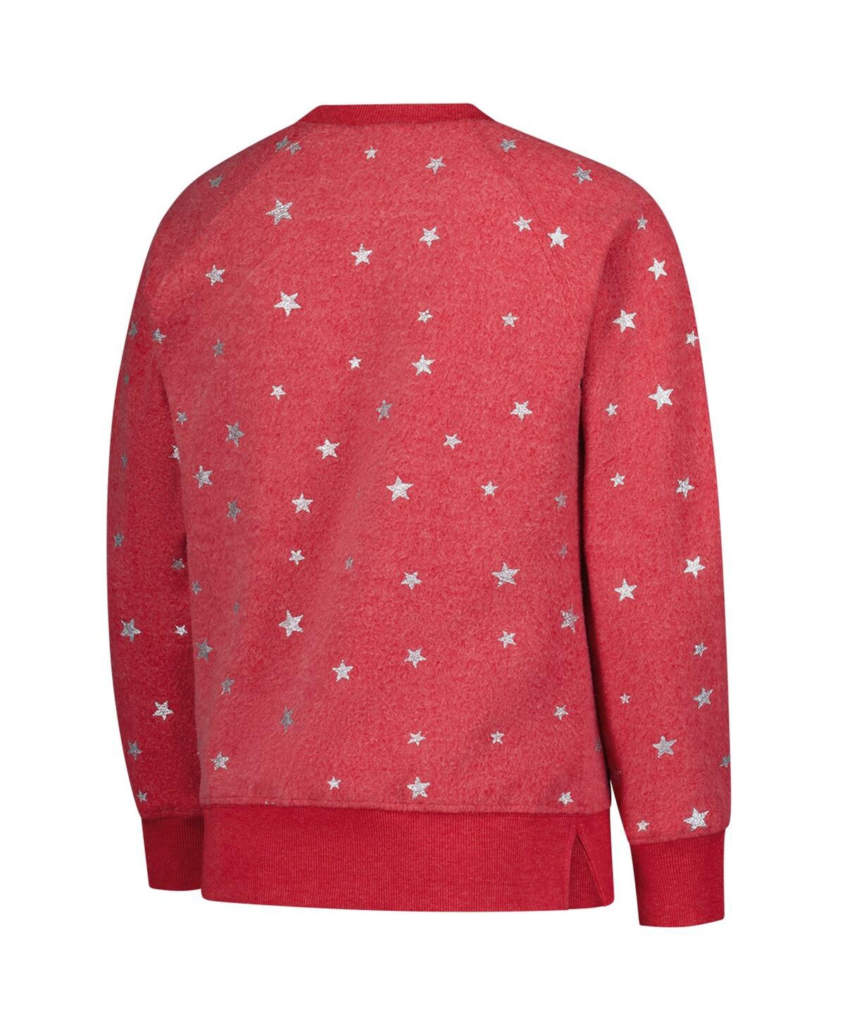 Wes & Willy Big Girls Scarlet Nebraska Huskers Shimmer Star Reverse Sweatshirt In Red