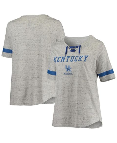 Женская футболка Profile Heathered Gray/Royal Kentucky Wildcats Plus Size Lace-Up V-Neck