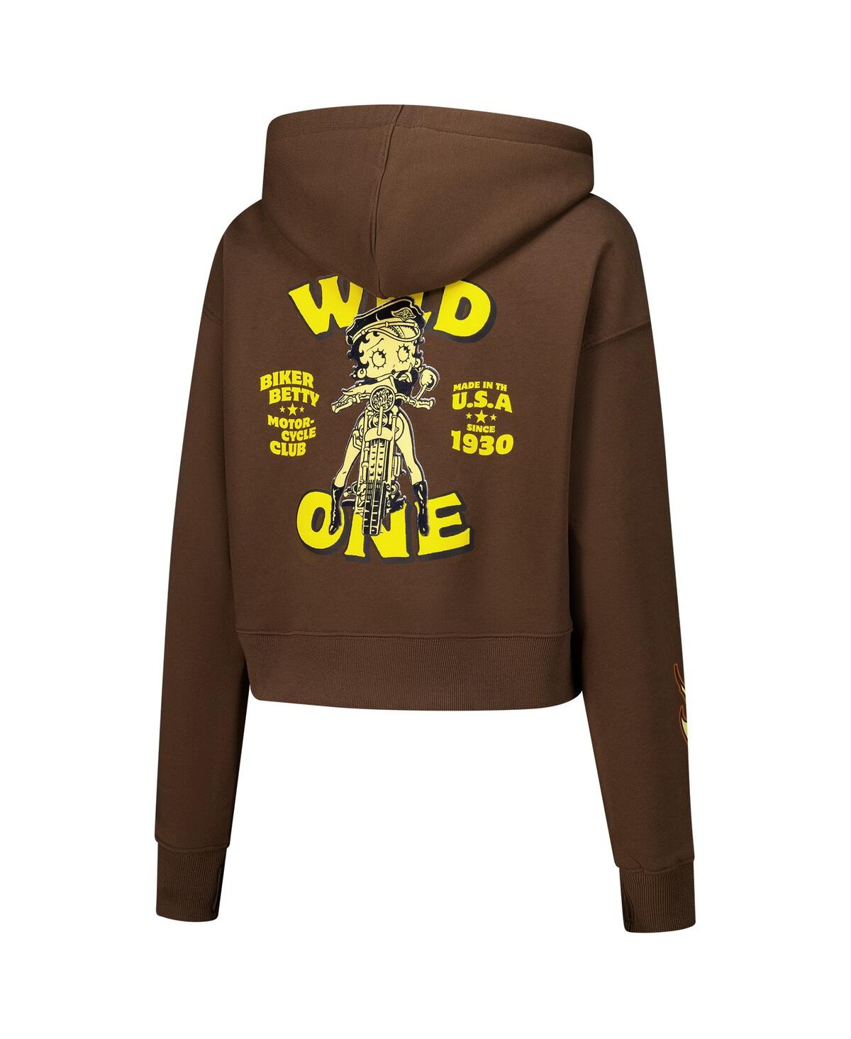 Freeze Max Women's Brown Betty Boop Cropped Pullover Hoodie In Brown