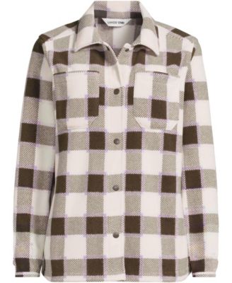 Plus Size Print Anyweather Fleece Shirt Jacket