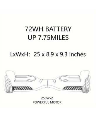 Hoverboard All Terrain Hoverboard-Colorful LED Lights & 500W Motor, Built-in Music Speaker, 7.75mph Speed, 176lbs Max Load.