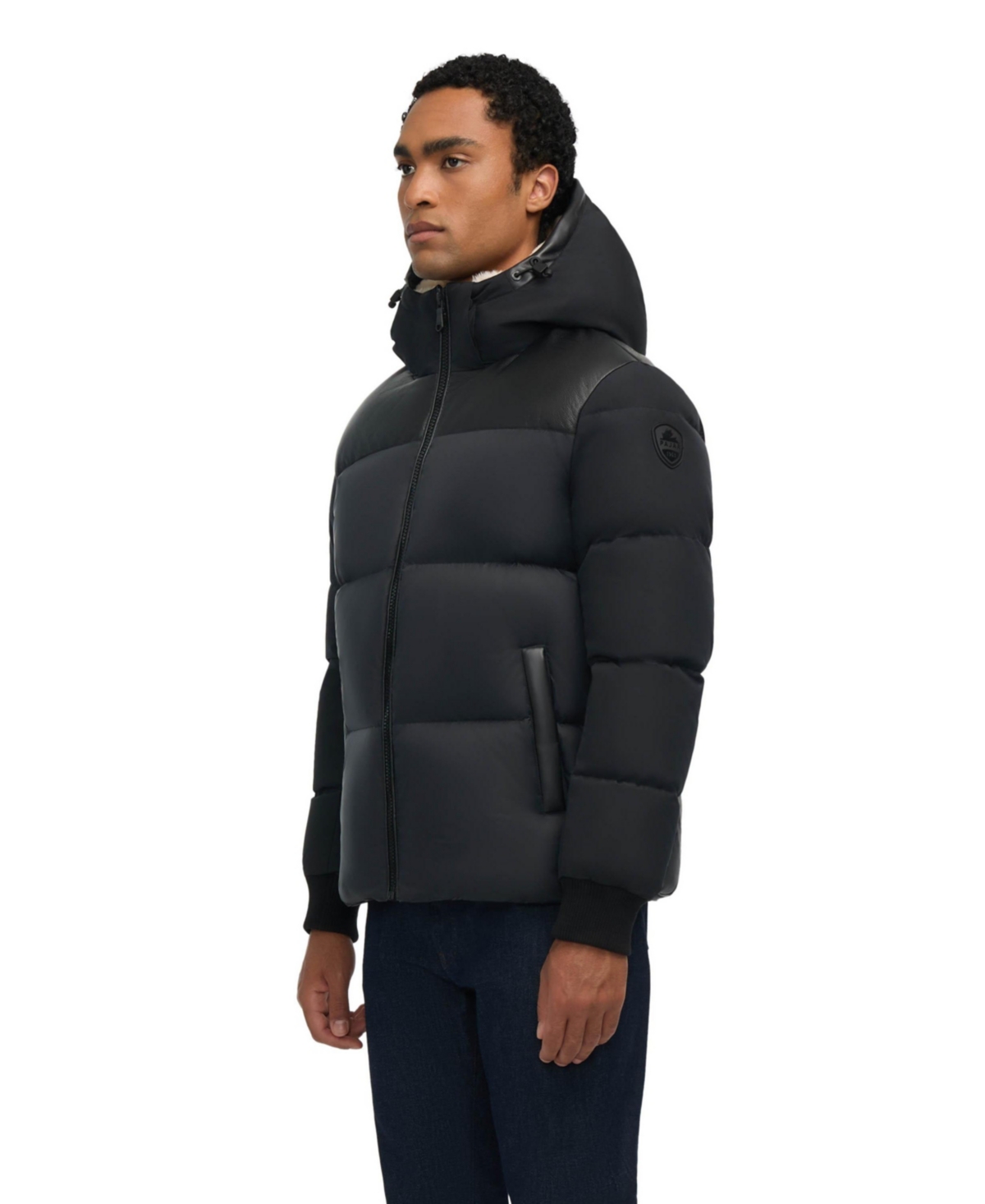 Pajar Men's Rigel Mixed Media Faux Shearling Puffer With Removable Hood In Animal Print